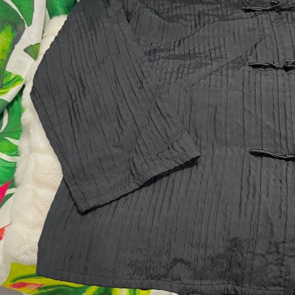 EILEEN Fisher Women's Small Black Silk Toggle Dinner Fall Autumn Goth Jacket - Picture 10 of 14